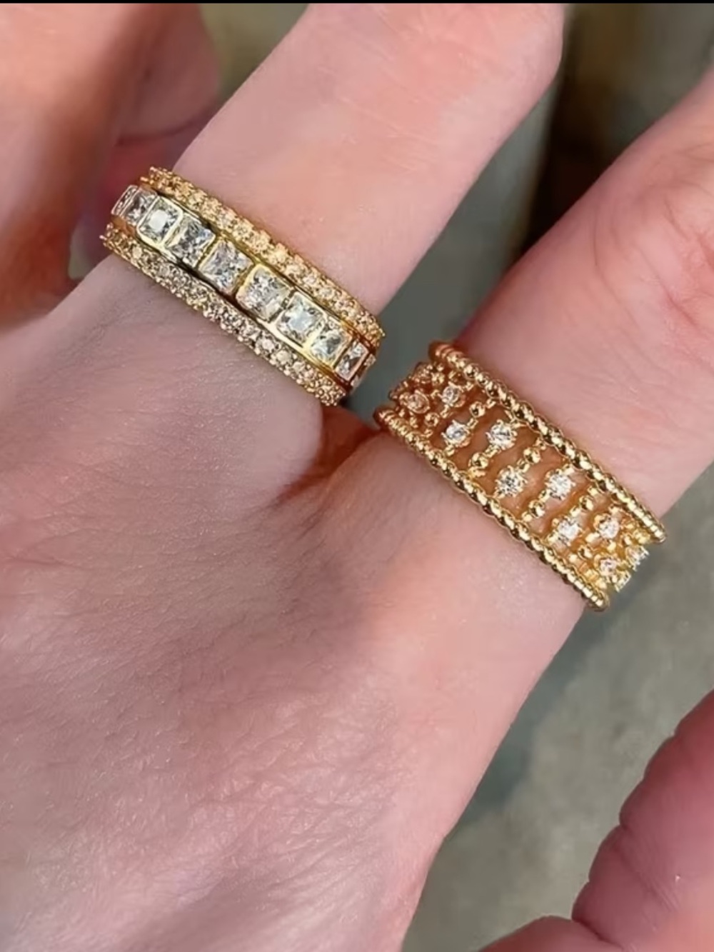 Affordable Fashion Finds Gold Tone Pave & Crown Stackable Rings - Picture 3 of 4
